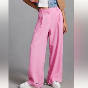 NWT Exquise Anthropologie Pink Wide-Leg High-Waist Pants